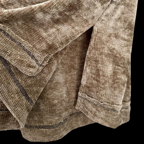 Mystree patchwork textured knit cowl neck bell sleeve soft chenille sweater S - Picture 5 of 10